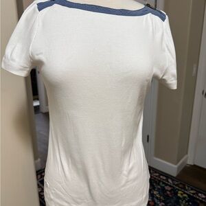 Ralph Lauren White Tee with Blue Trim
